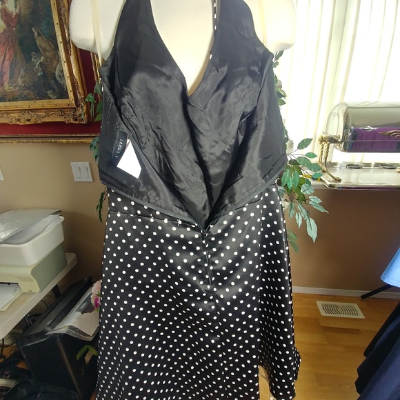 BLACK & WHITE POLKA DOT HALTER DRESS SZ L B SMART - Picture 4 of 5
